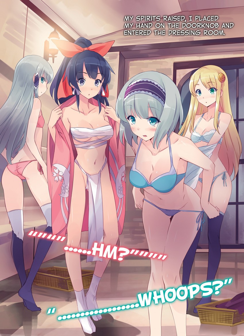 yumina elnea belfast, linse shileska, kokonoe yae, and elze silhoueska (isekai wa smartphone to tomo ni.) drawn by usatsuka_eiji