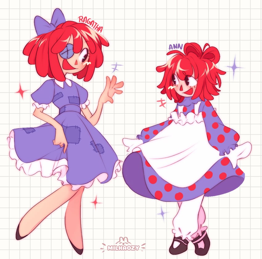 ragatha and raggedy ann (the amazing digital circus and 1 more) drawn by milkaozy