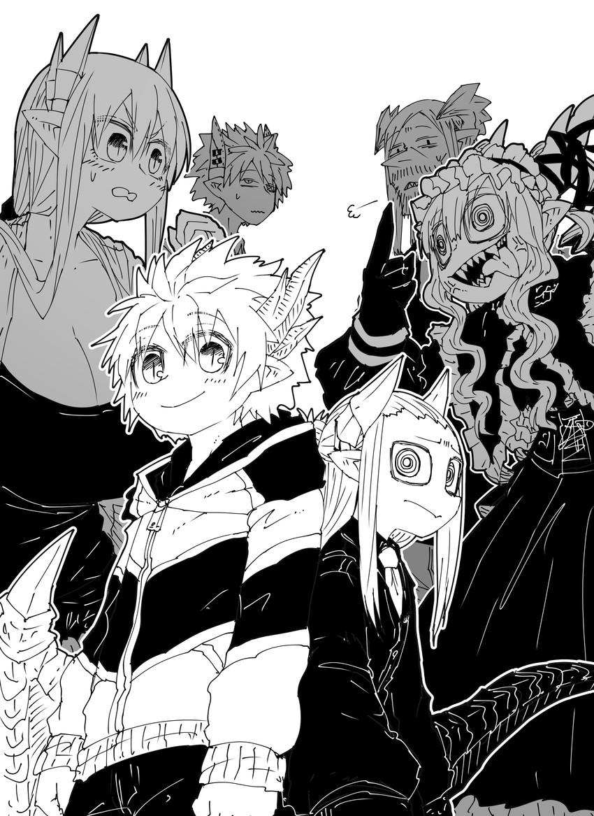 lorem, nightmare, gospel, sieg, drake, and 1 more (musuko ga kawaikute shikatanai mazoku no hahaoya) drawn by zyugoya
