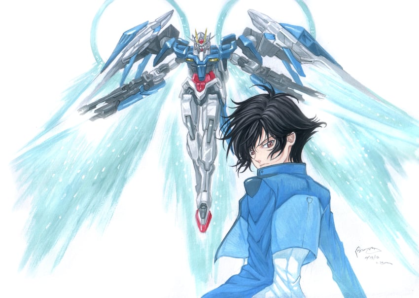 setsuna f. seiei, 00 gundam, 00 raiser, and 0 raiser (gundam and 1 more) drawn by dominic_ian_cabatit