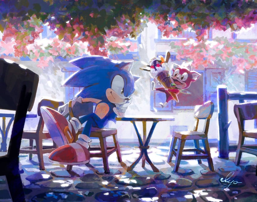 sonic the hedgehog and chip (sonic and 1 more) drawn by iyo_(1eavethebus)