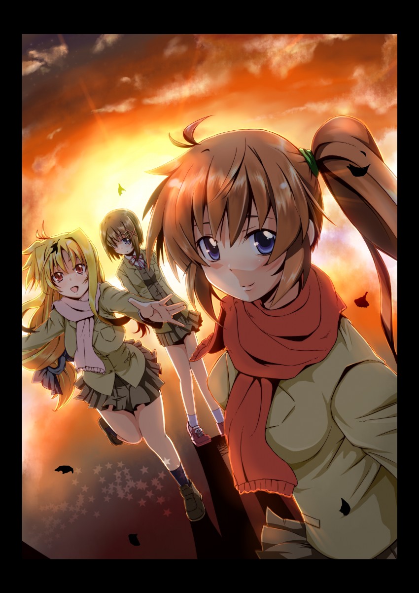 fate testarossa, takamachi nanoha, and yagami hayate (lyrical nanoha and 2 more) drawn by totsuki_tooka
