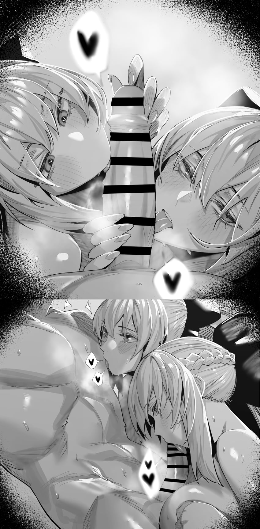 artoria pendragon, fujimaru ritsuka, morgan le fay, and artoria caster (fate and 1 more) drawn by hxd