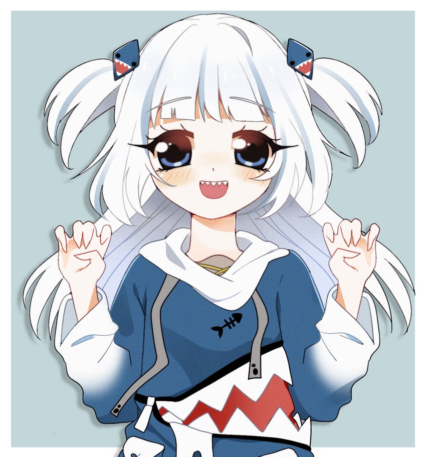 gawr gura (hololive and 1 more) drawn by powderpuff