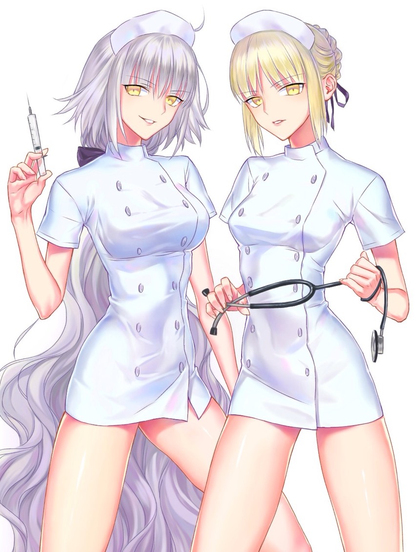artoria pendragon, jeanne d'arc alter, and saber alter (fate and 1 more) drawn by nipi27