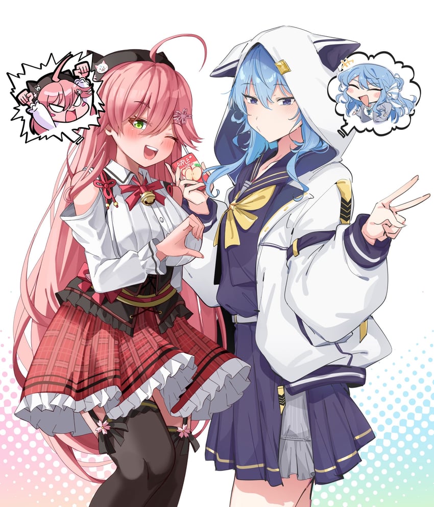 hoshimachi suisei and sakura miko (hololive) drawn by mahoro_(minase_mahoro)