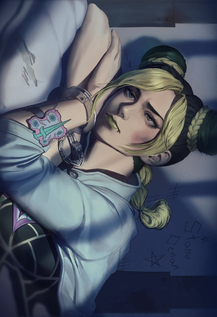 kujo jolyne (jojo no kimyou na bouken and 1 more) drawn by domokkkk