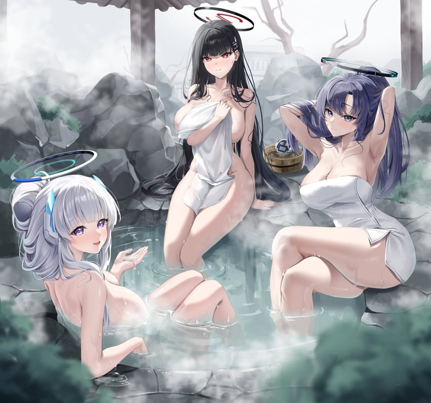yuuka, rio, noa, and avant garde (blue archive) drawn by lancheu