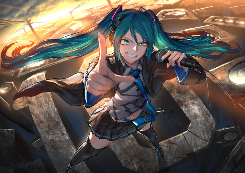 hatsune miku (vocaloid and 1 more) drawn by joki_yoh
