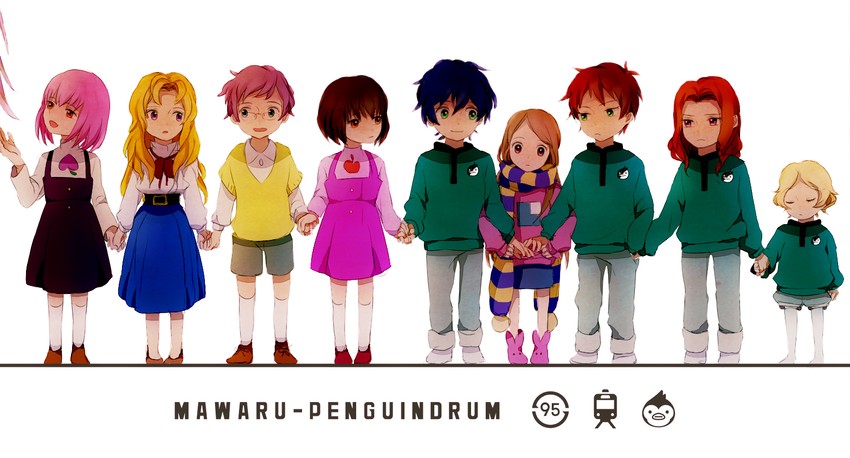 takakura himari, takakura shouma, takakura kanba, oginome ringo, watase sanetoshi, and 5 more (mawaru penguindrum) drawn by tsuyuxxx