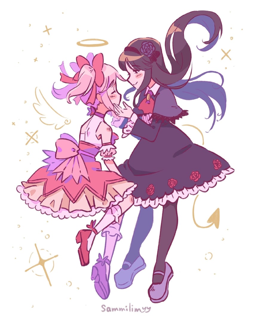 akemi homura and kaname madoka (mahou shoujo madoka magica and 1 more) drawn by sammilimyy