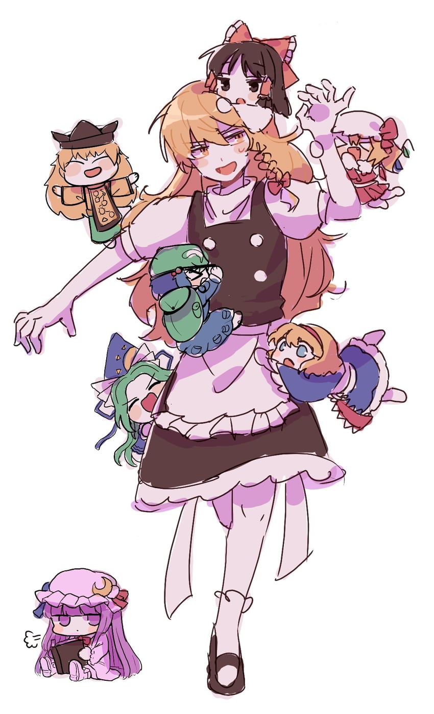 hakurei reimu, kirisame marisa, flandre scarlet, alice margatroid, patchouli knowledge, and 3 more (touhou) drawn by rbfnrbf_(mandarin)