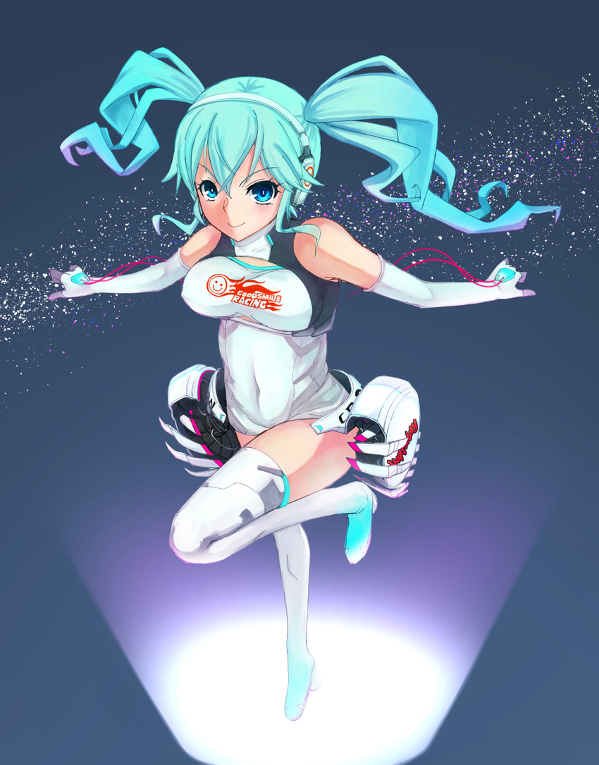 hatsune miku and racing miku (vocaloid and 1 more) drawn by grapepop