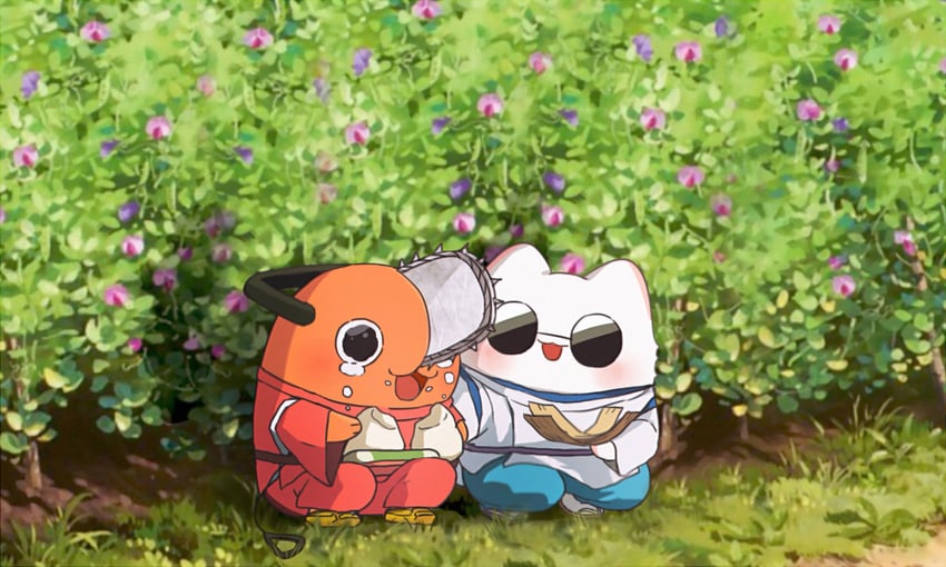 gojou satoru and pochita (chainsaw man and 2 more) drawn by yoon_(dmsco1803)