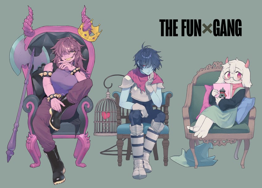 kris, ralsei, and susie (deltarune) drawn by komugiko_(bitte_komu)