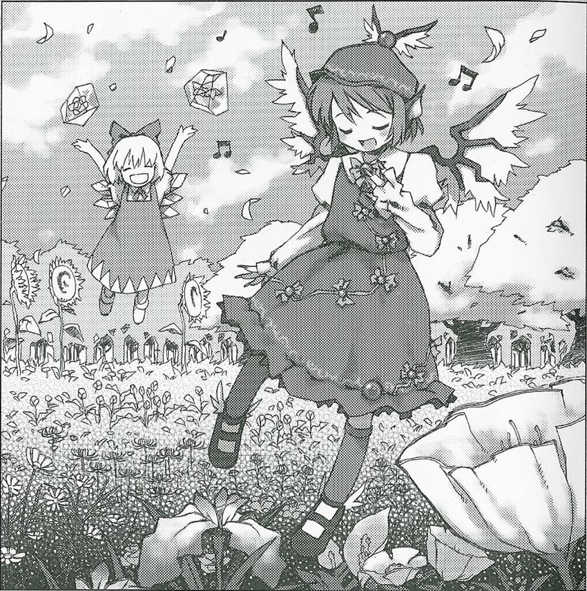 cirno and mystia lorelei (touhou and 1 more) drawn by tobi_(daidaikukan)