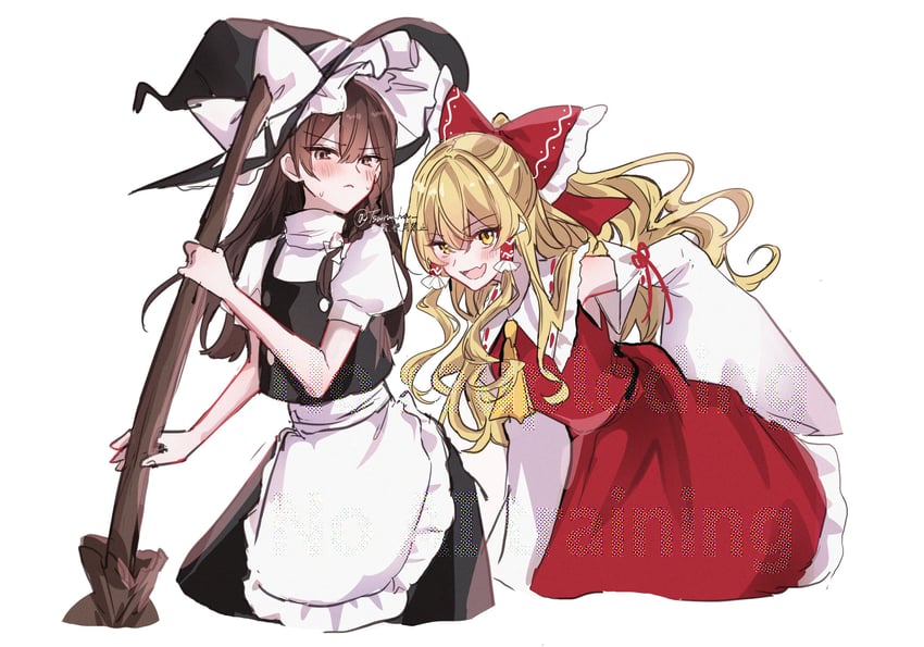hakurei reimu and kirisame marisa (touhou) drawn by annin_cha