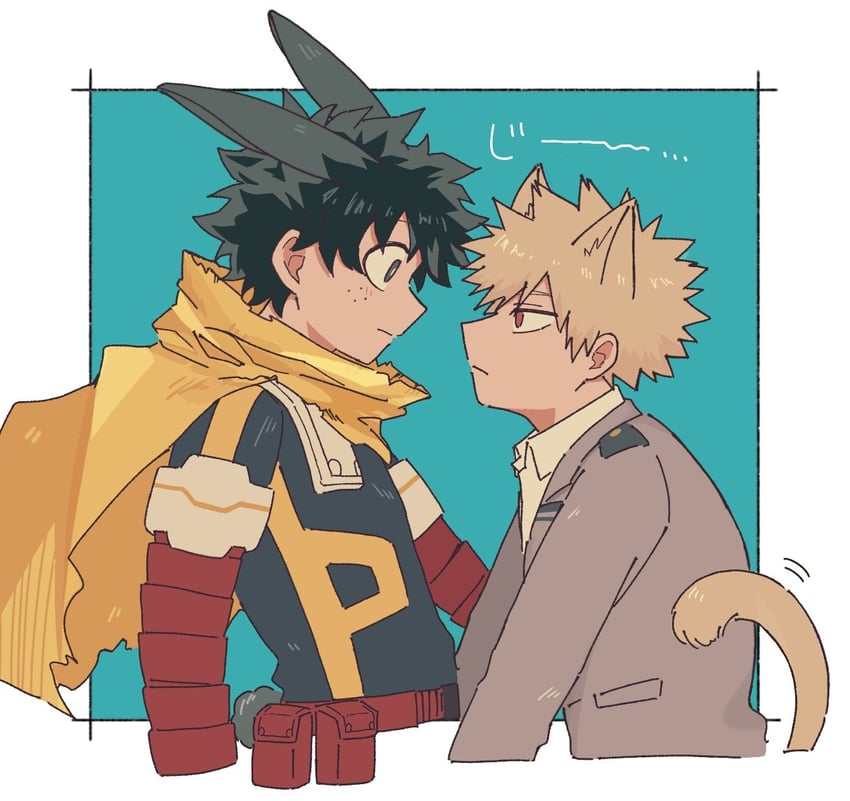 midoriya izuku and bakugou katsuki (boku no hero academia) drawn by ice_0377