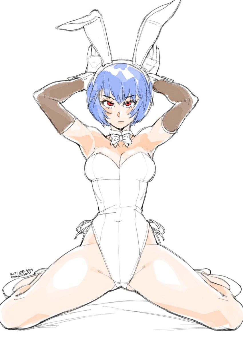 ayanami rei (neon genesis evangelion) drawn by kollerss and maizken