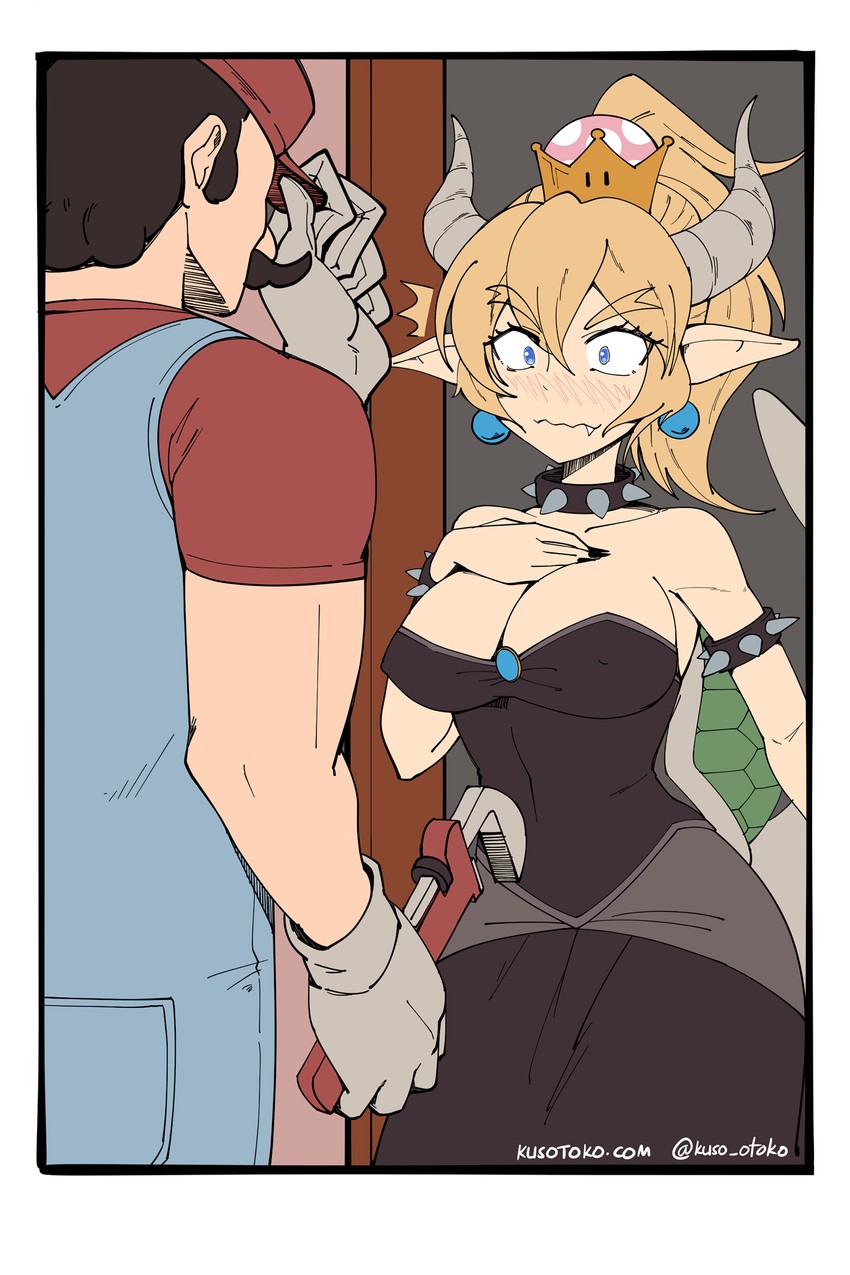 mario and bowsette (mario and 1 more) drawn by kuso_otoko