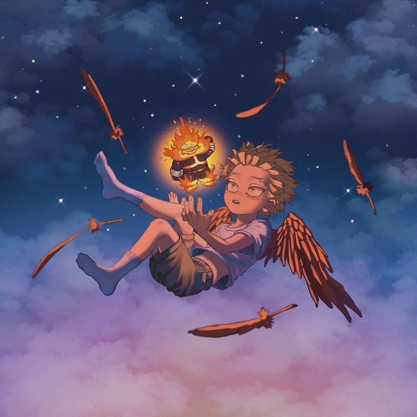 endeavor and hawks (boku no hero academia) drawn by qfa_x