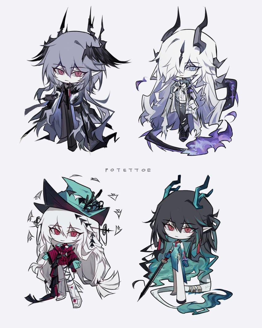 skadi, dusk, skadi the corrupting heart, necrass, and logos (arknights) drawn by potettoe