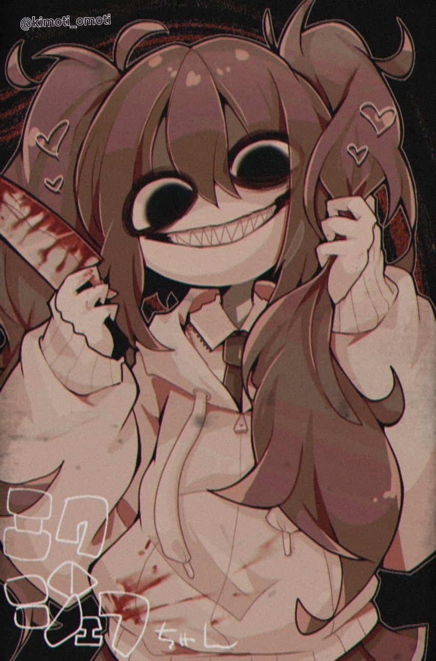 hatsune miku and jeff the killer (vocaloid and 1 more) drawn by kimoti_omoti