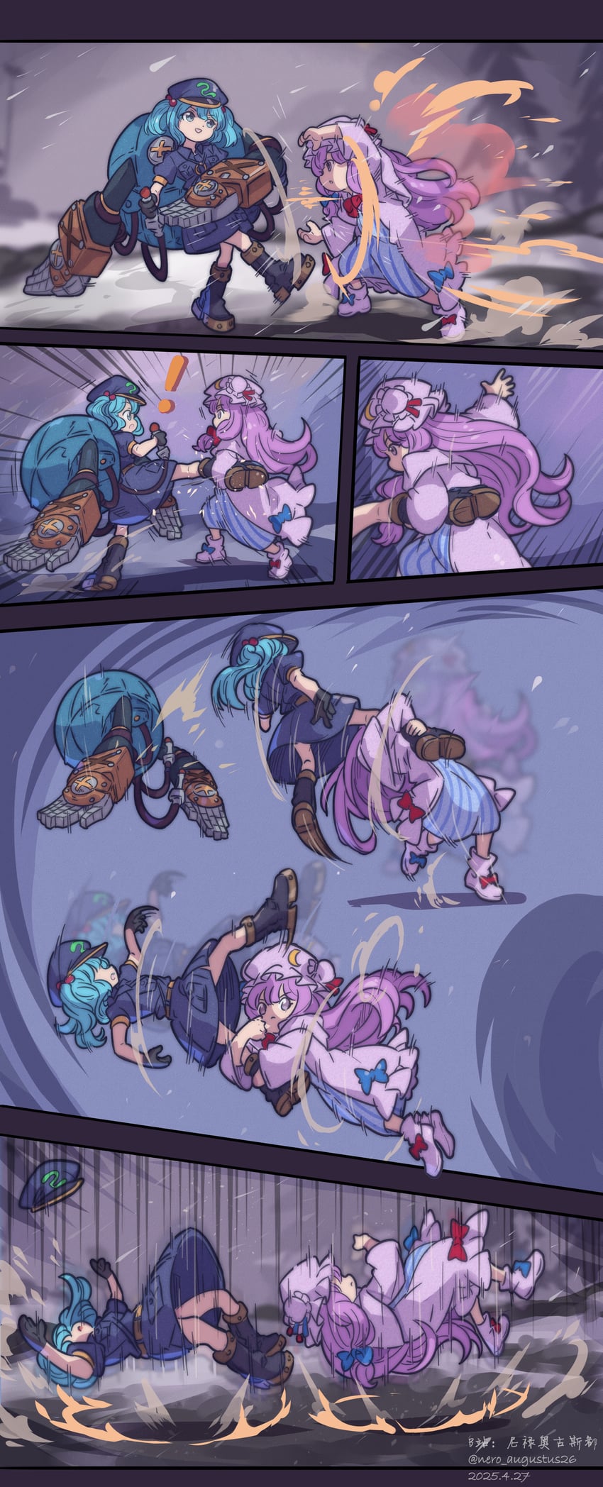 patchouli knowledge, kawashiro nitori, zangief, and potemkin (touhou and 4 more) drawn by nero_augustus