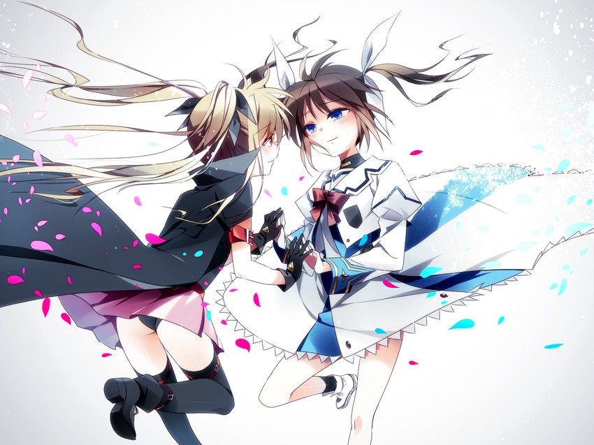 fate testarossa and takamachi nanoha (lyrical nanoha and 1 more) drawn by nishina_(alive001)
