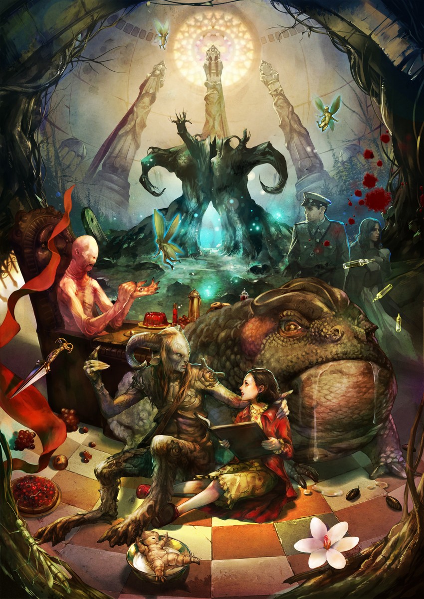 medamaude, pale man, faun, ofelia, mercedes, and 3 more (pan's labyrinth) drawn by hage2013