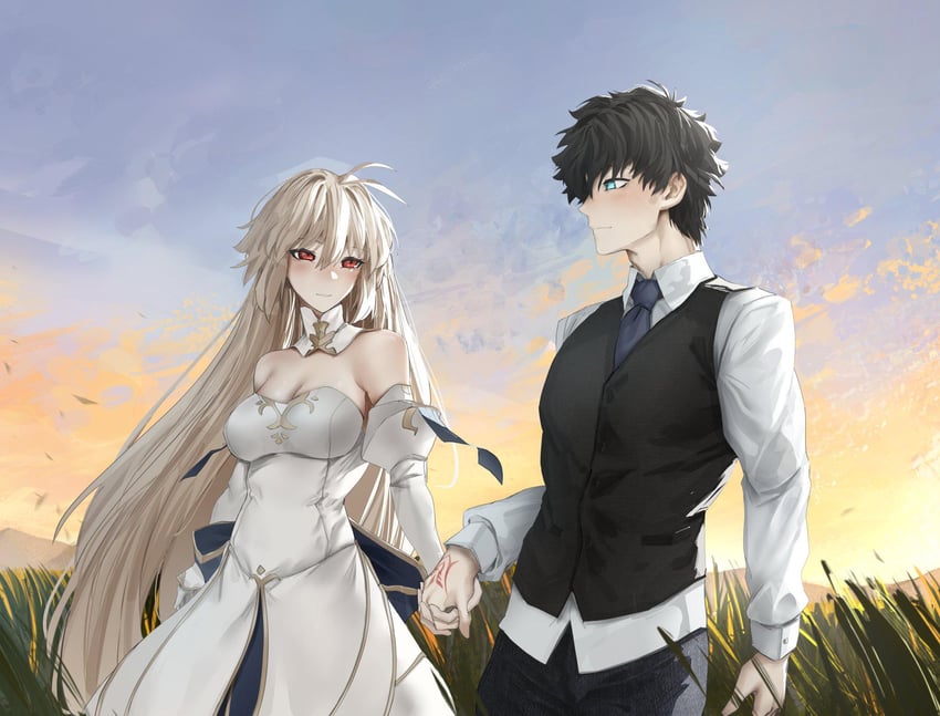 fujimaru ritsuka, arcueid brunestud, and archetype earth (fate and 1 more) drawn by obazzotto