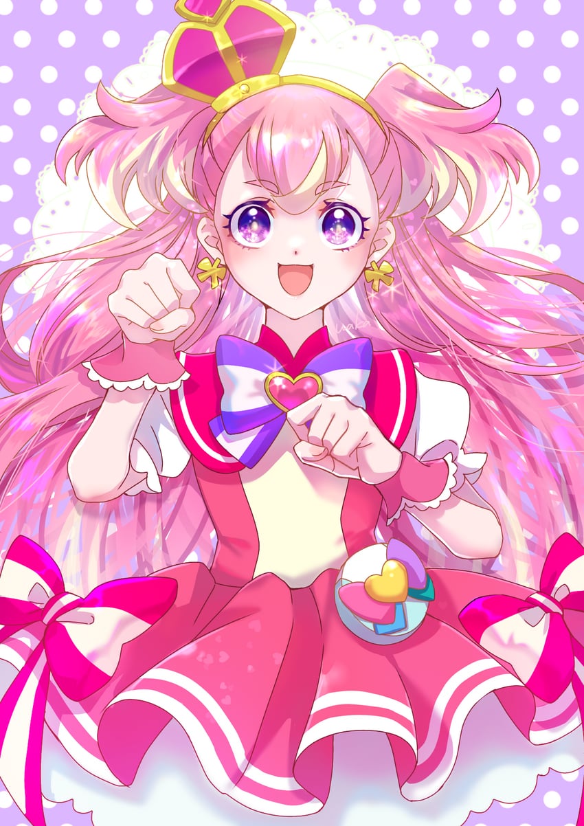 inukai komugi and cure wonderful (precure and 1 more) drawn by waka_(negronoir)