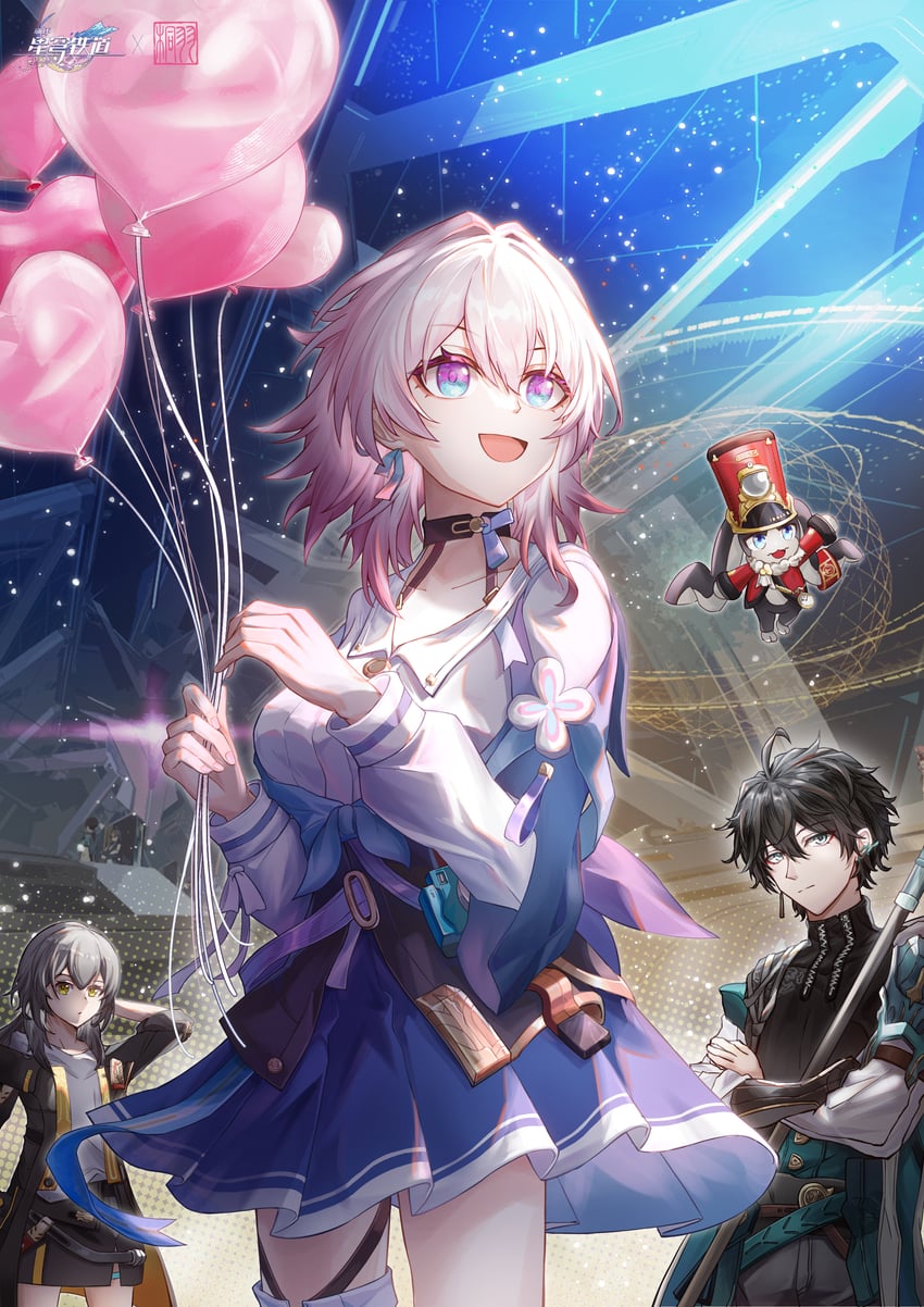 trailblazer, stelle, march 7th, dan heng, and pom-pom (honkai and 1 more) drawn by tongyu