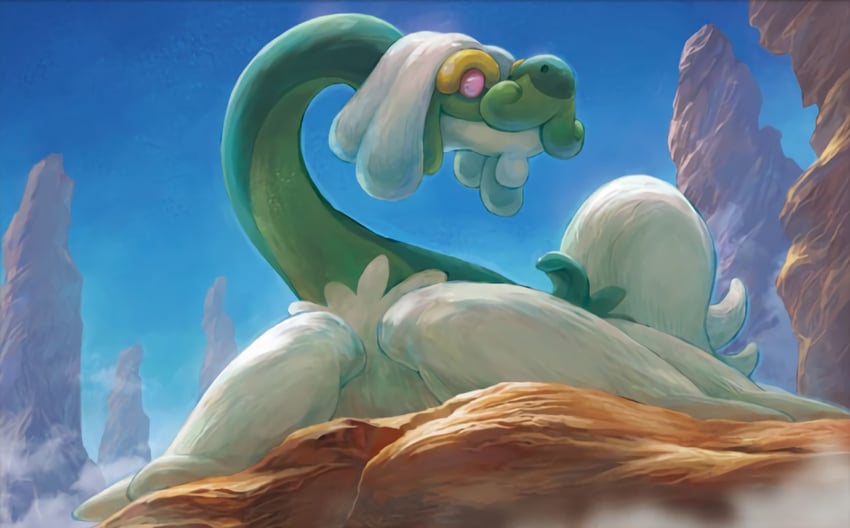 drampa (pokemon and 1 more) drawn by hasuno_(poketcg)