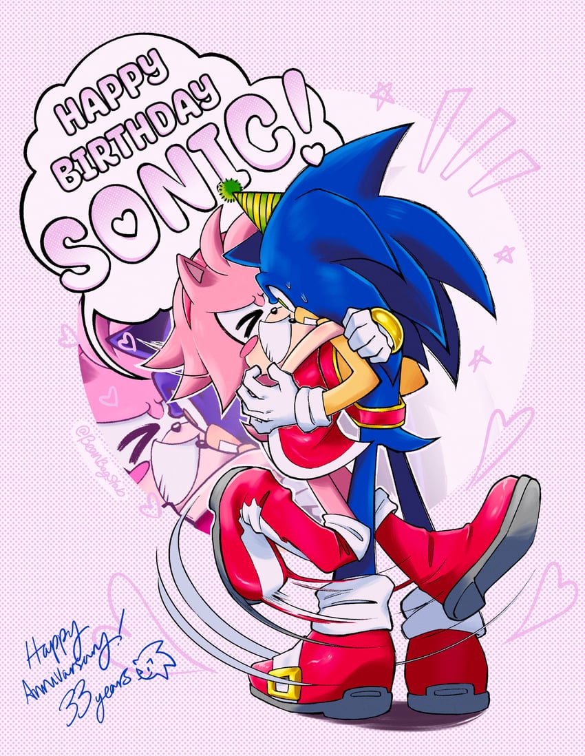 sonic the hedgehog and amy rose (sonic) drawn by beanbagstab