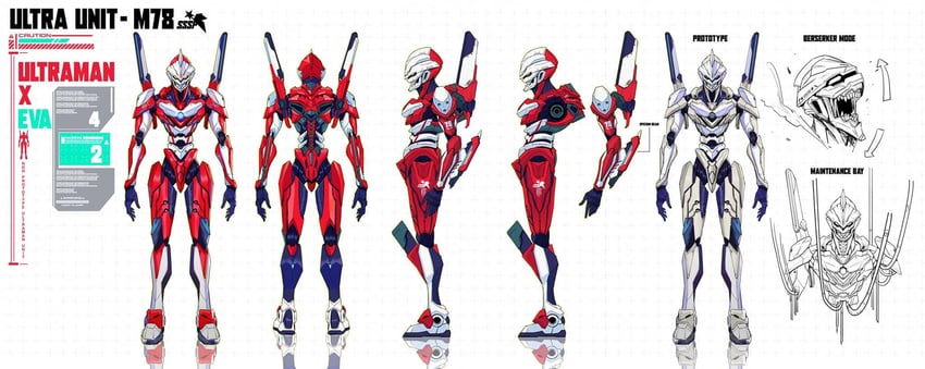ultraman (neon genesis evangelion and 3 more) drawn by keen_fai