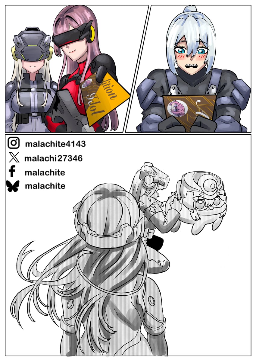 doro, mass-produced nikke, rapi, idoll ocean, product 08, and 2 more (goddess of victory: nikke) drawn by malachite_27346