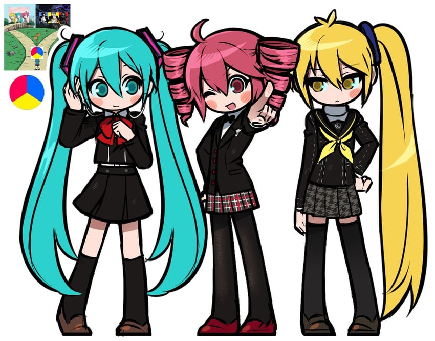 hatsune miku, kasane teto, narukami yu, yuuki makoto, amamiya ren, and 1 more (vocaloid and 6 more) drawn by jjjjtaaaku
