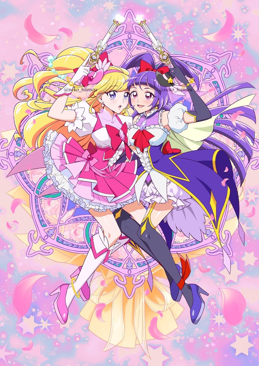 asahina mirai, izayoi liko, cure miracle, and cure magical (precure and 1 more) drawn by neko_hunsou