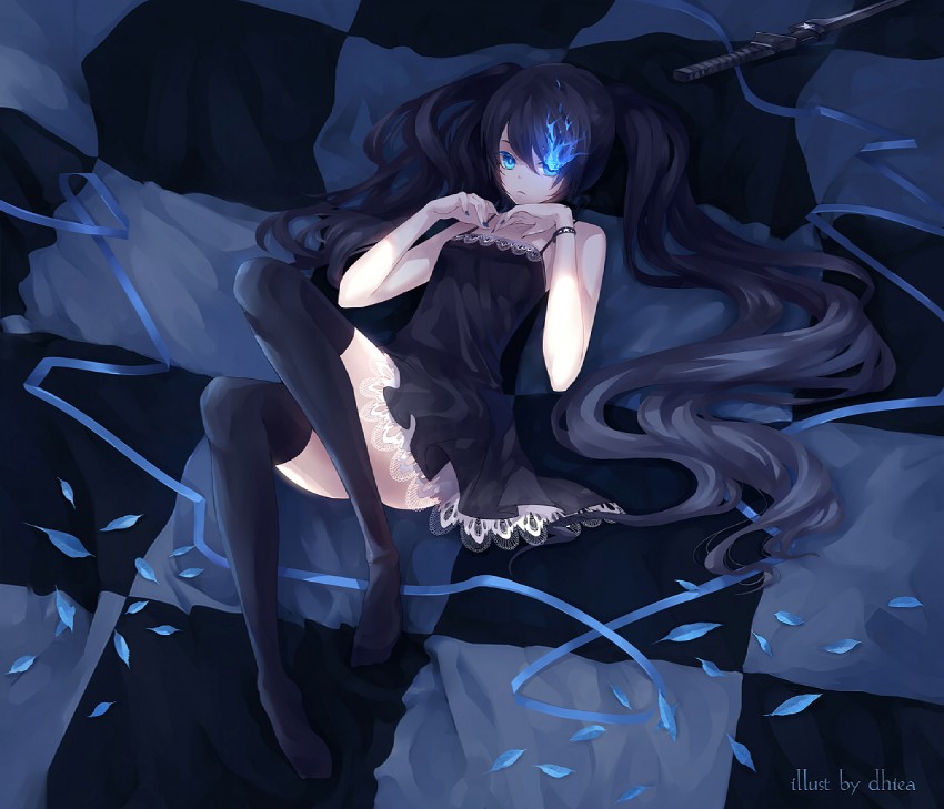 black rock shooter (vocaloid and 2 more) drawn by dhiea