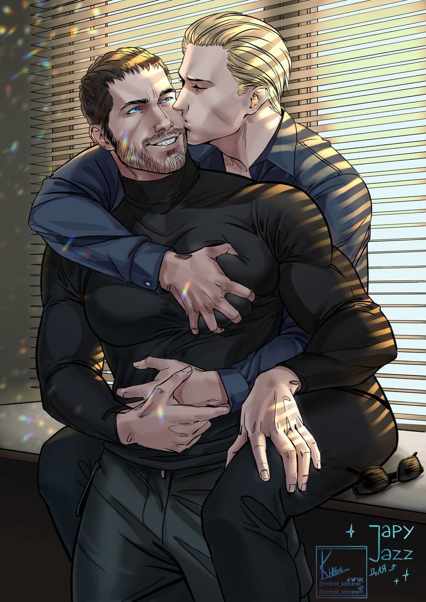 chris redfield and albert wesker (resident evil and 2 more) drawn by robot_sorcerer