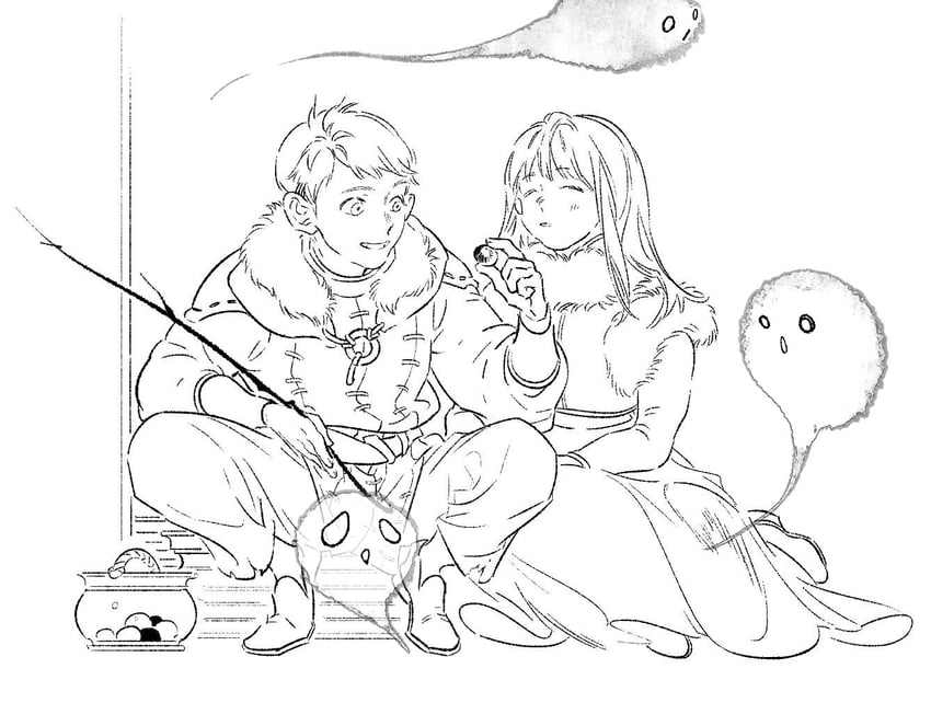 falin touden and laios touden (dungeon meshi) drawn by myozur