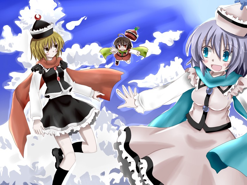 lunasa prismriver, merlin prismriver, and lyrica prismriver (touhou) drawn by hachimi