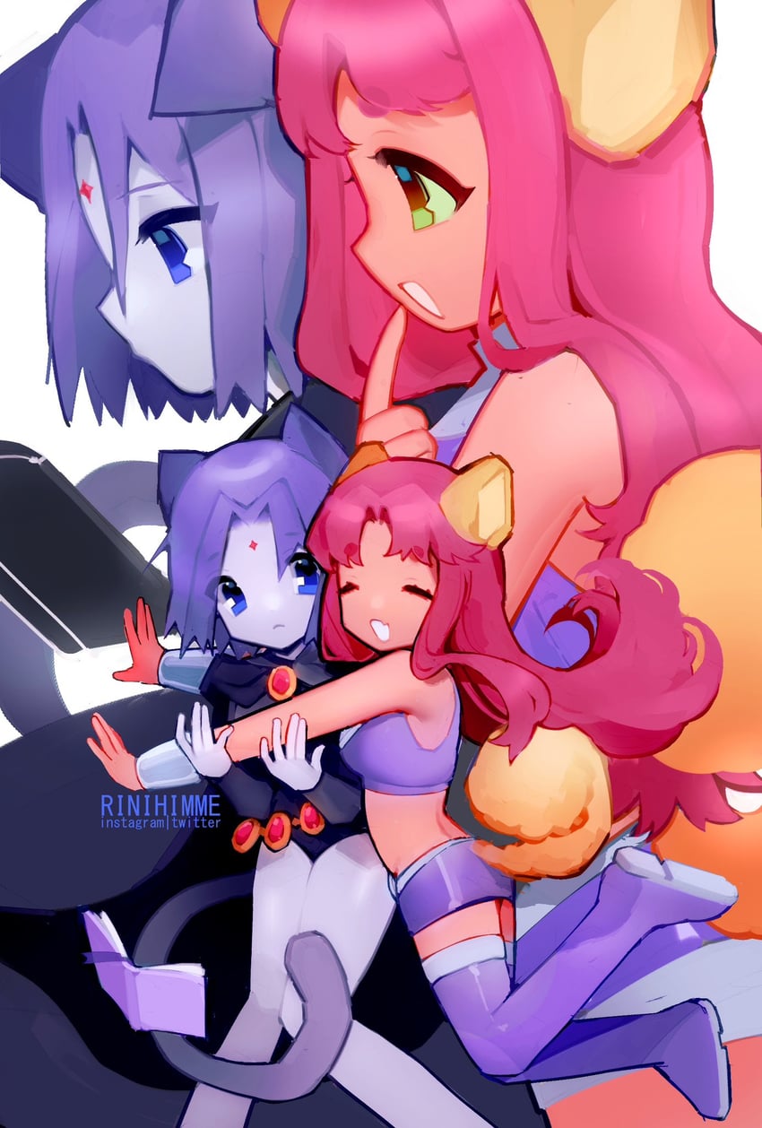 raven and starfire (dc comics and 1 more) drawn by rinihimme