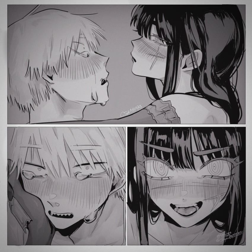 denji and yoru (chainsaw man) drawn by gaganbo_(shuuu85372871)