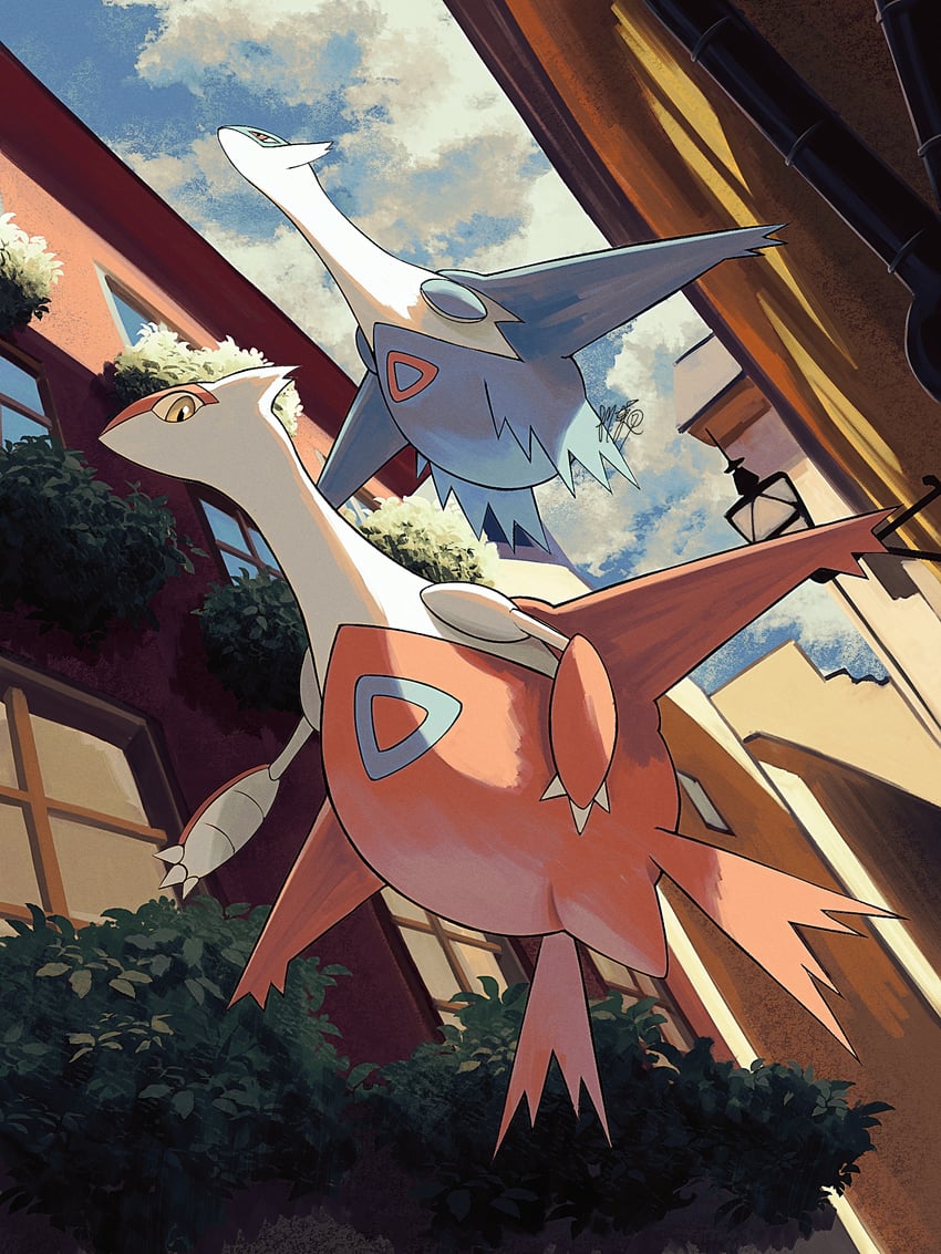 latias and latios (pokemon and 1 more) drawn by kuchiba_(jret2454)