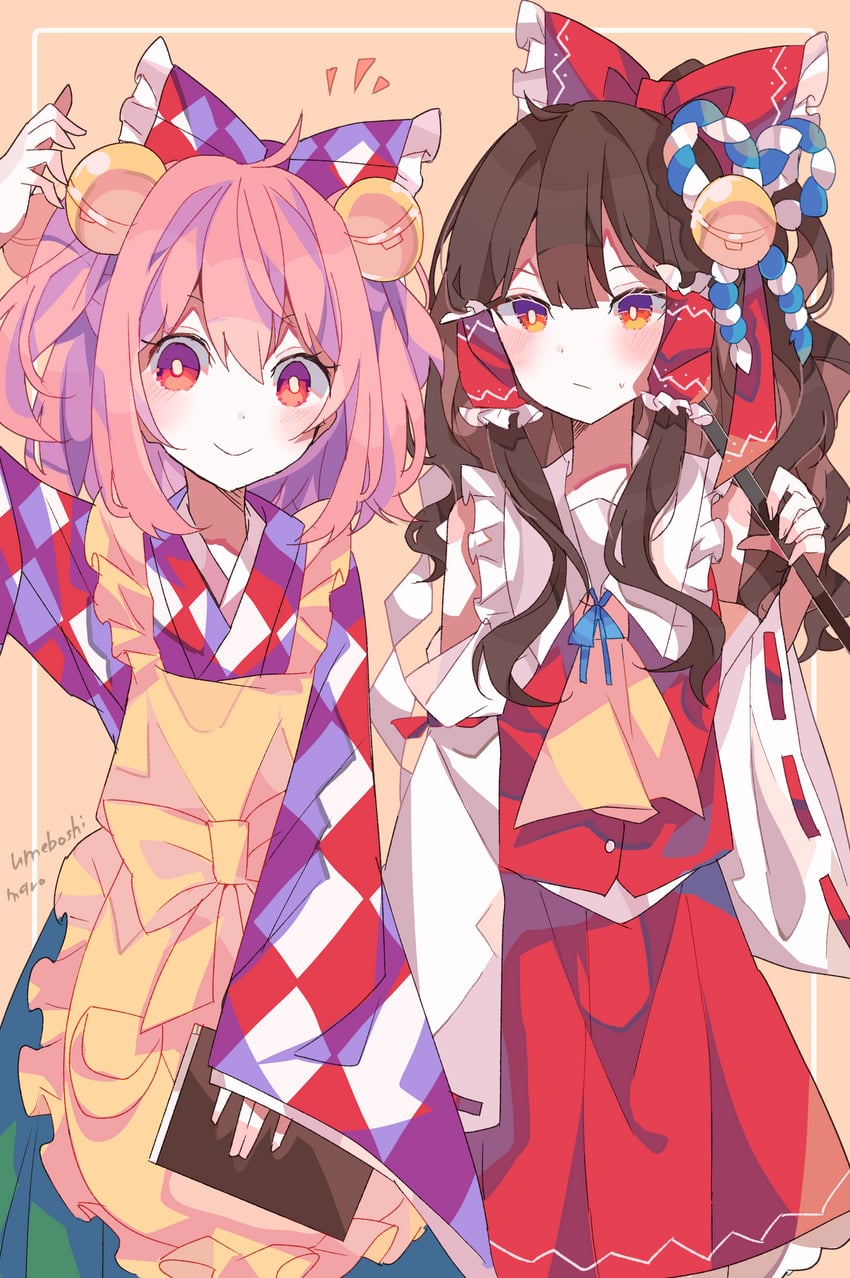 hakurei reimu and motoori kosuzu (touhou) drawn by umemaro_(siona0908)