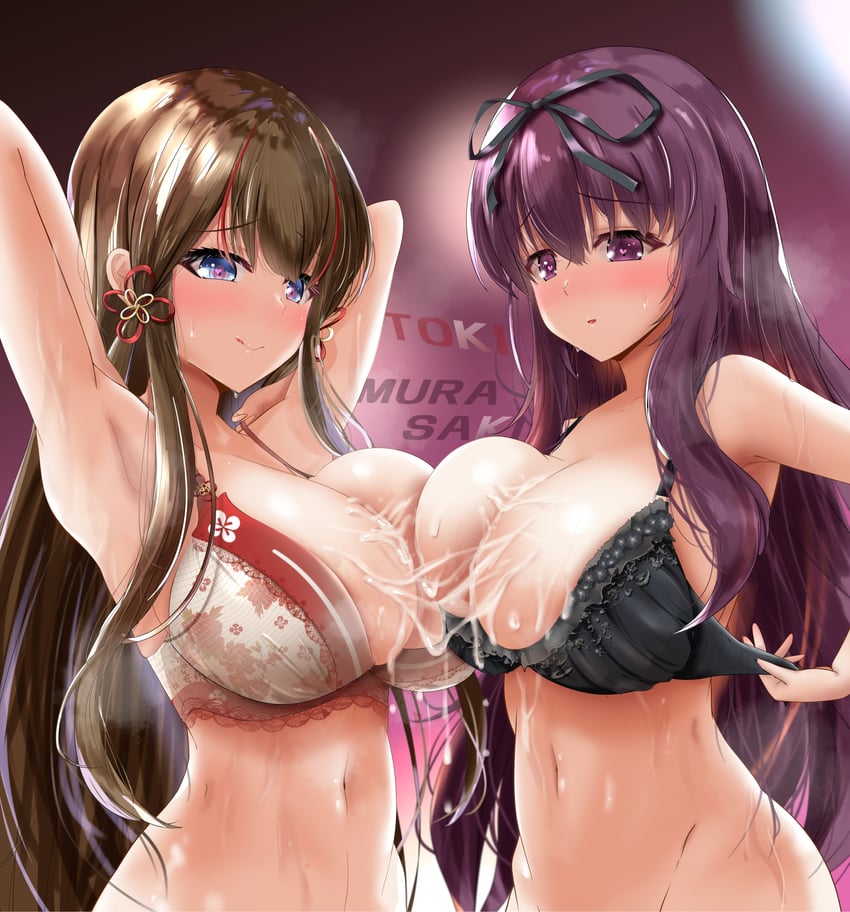murasaki and toki (senran kagura and 2 more) drawn by flower-arts-0617