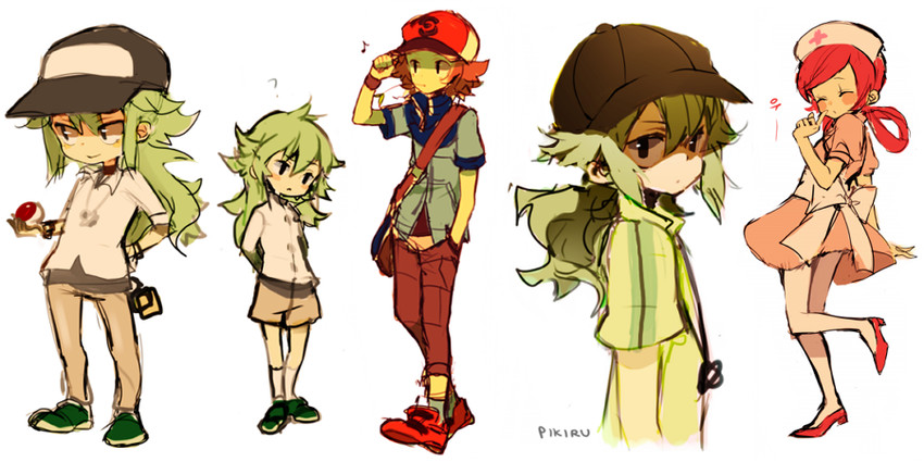 hilbert, n, and joy (pokemon and 1 more) drawn by pikiru