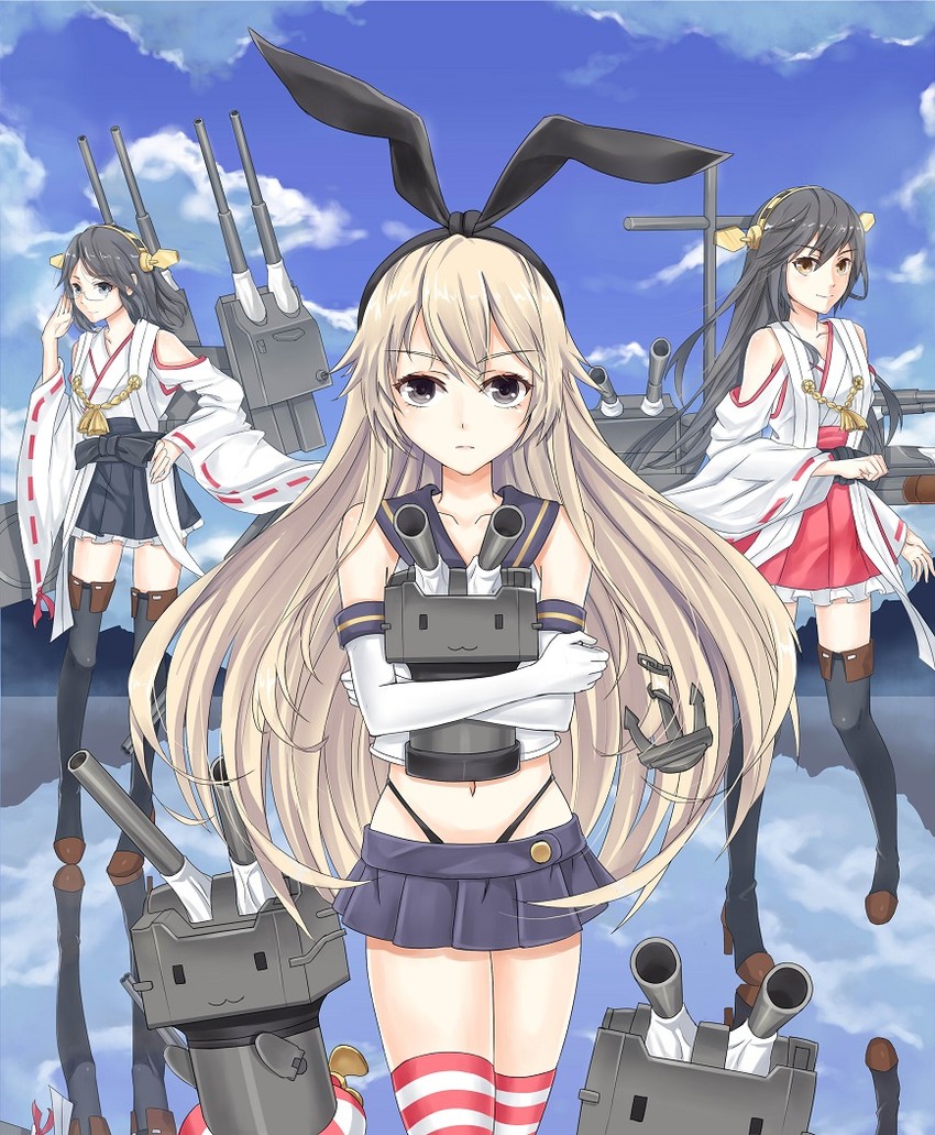 shimakaze, haruna, rensouhou-chan, and kirishima (kantai collection) drawn by fengsao_hua_tanzhang